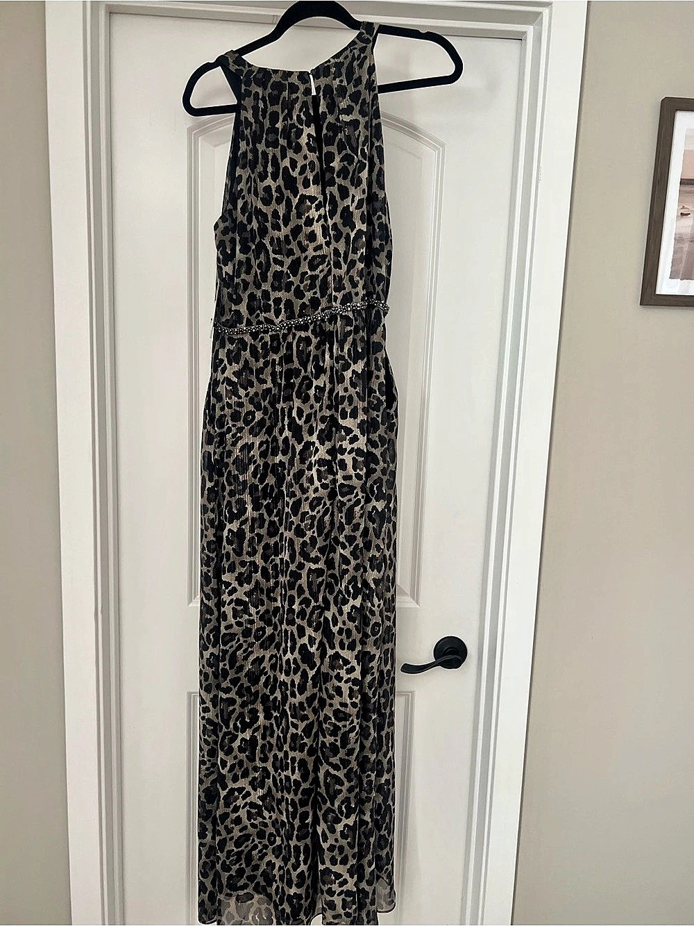 SLNY Animal Print Maxi Dress in Black & tan/Brown Size 12 NWT